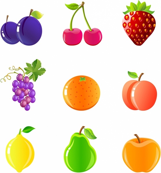 Fruits and berries icon set