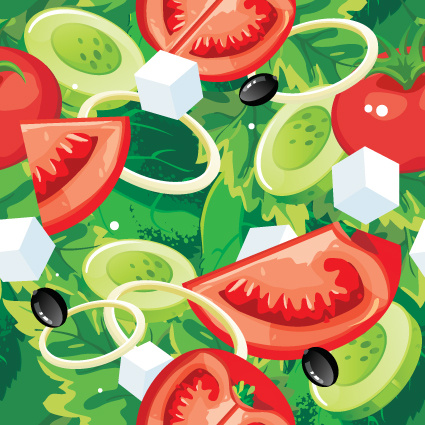 fruits and vegetables patterns vector graphics