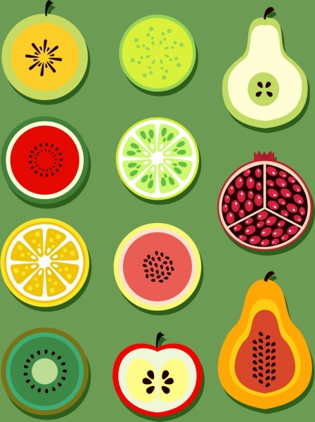 fruits background colorful flat slices decor