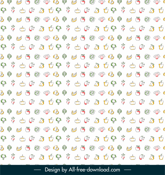 fruits pattern template small repeating icons bright flat