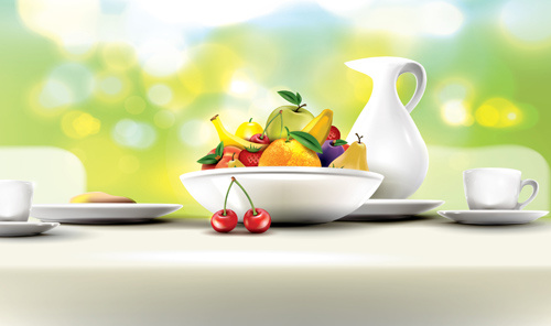 fruits with breakfast vector graphics