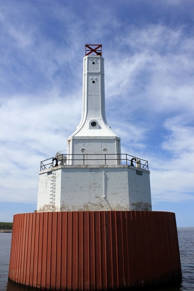 full view of the lighthouse at mclain state park michigan 