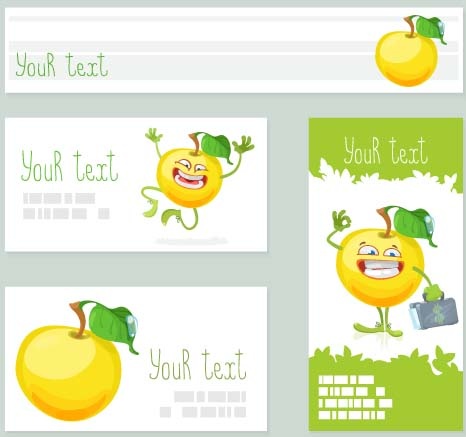 funny apple cards vector