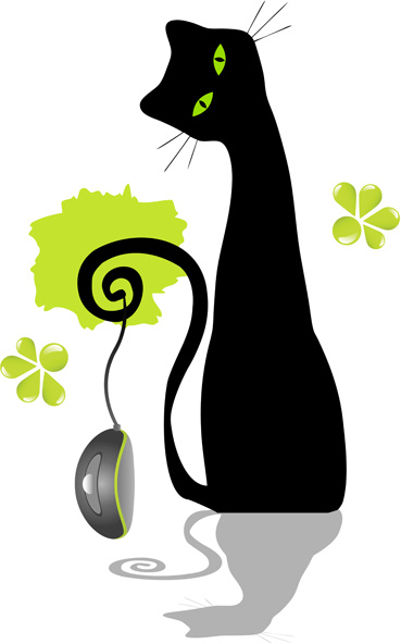 funny black cat design vector