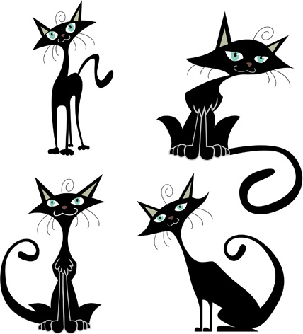 funny black cat design vector