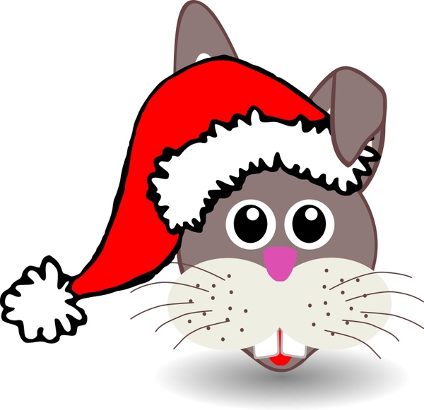 Funny bunny face with Santa Claus hat