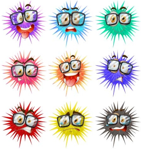 funny cartoon bacteria and virus vector
