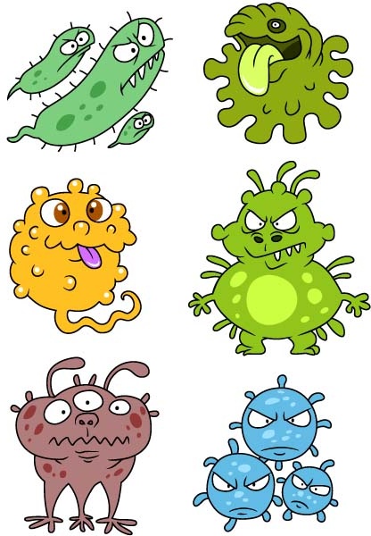 funny cartoon bacteria and virus vector 