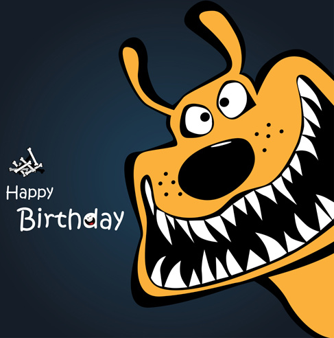 Funny cartoon character with birthday cards set vector Vectors graphic art  designs in editable .ai .eps .svg .cdr format free and easy download  unlimit id:582782