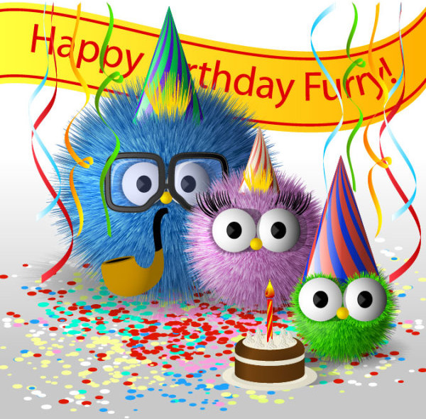 Funny cartoon happy birthday cards vector Vectors graphic art designs