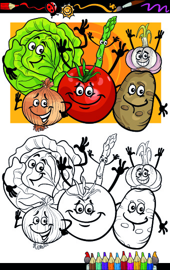 funny cartoon vegetables vector 