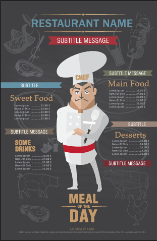 funny chef with restaurant menu vector