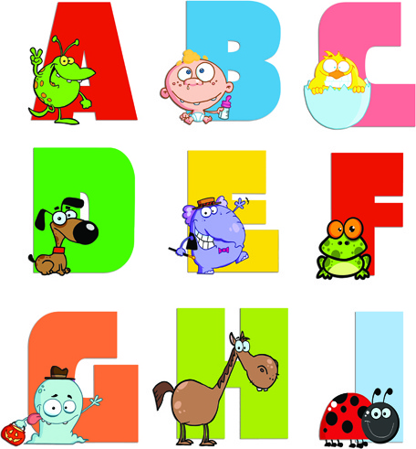 funny childrens alphabet vector set