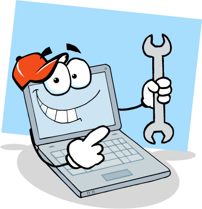 Funny computer repair service elements vector Vectors graphic art