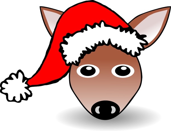 Funny Fawn Face Brown Cartoon with Santa Claus hat