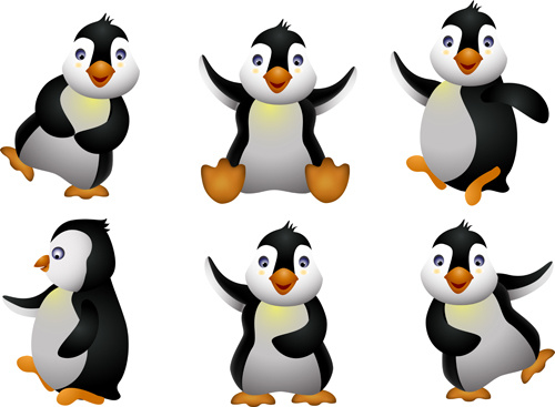 funny penguins design elements vector