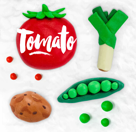 funny plasticine vegetables vector set