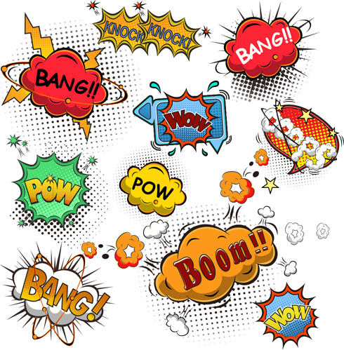 Download Funny speech bubbles comic styles vectors Free vector in ...