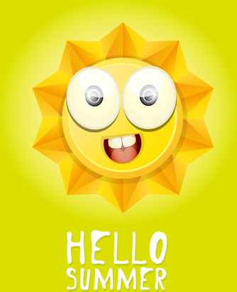 funny sun cartoon summer vector background