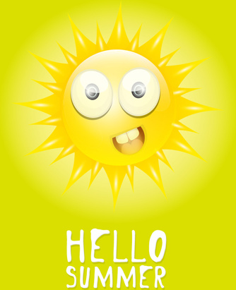 funny sun cartoon summer vector background