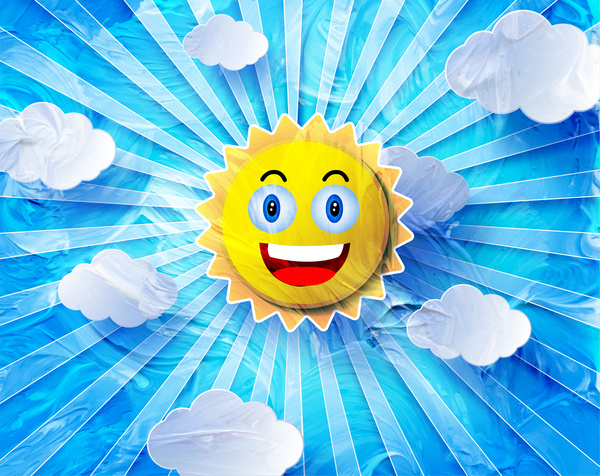 funny sun vector design with blue background