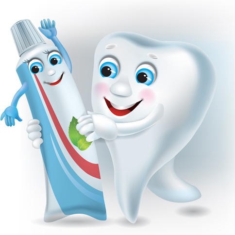 funny tooth with toothpaste vector graphic