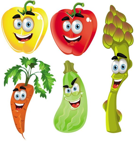 funny vegetables mix vector
