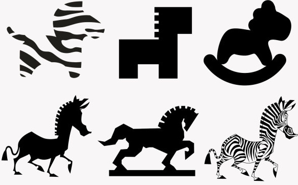 funny zebra with horse silhouette vector