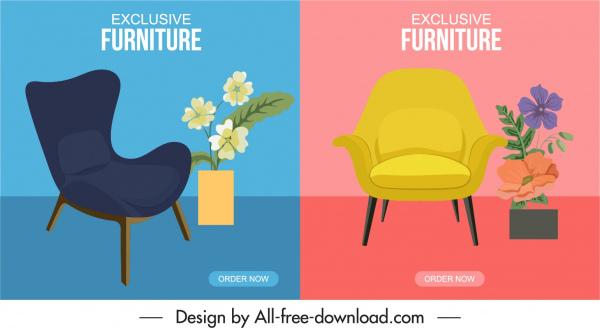 furniture advertising background templates chair flowerpot decor
