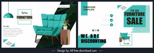furniture brochure template modern blue white decor