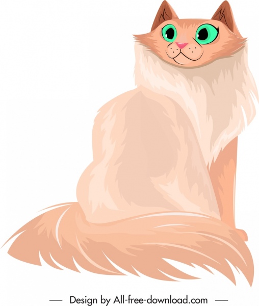 furry cat icon cute cartoon character sketch
