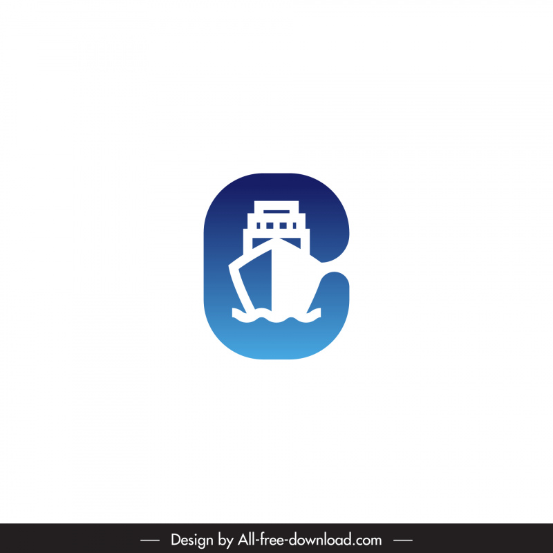 g cargo ship logo template elegant flat silhouette stylized text geometry decor