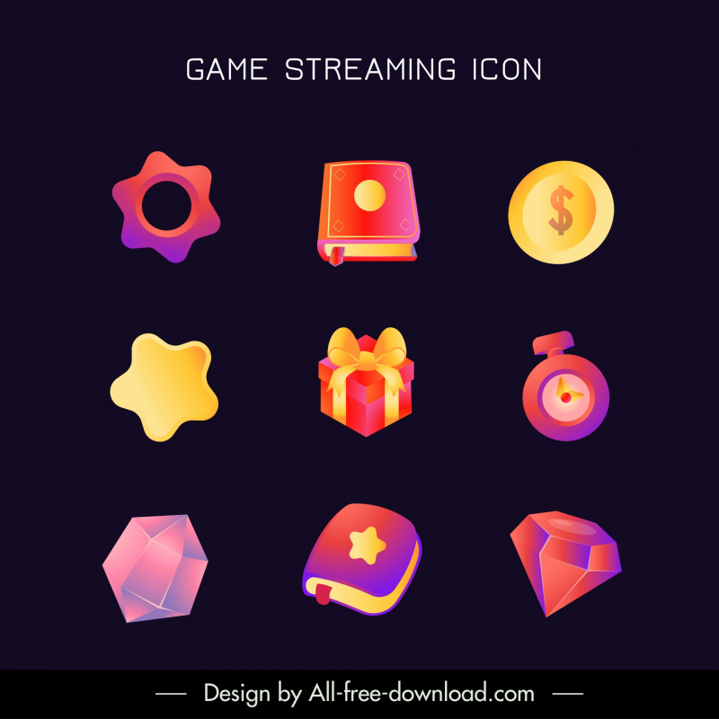 game cartoon icons collection modern 3d objects