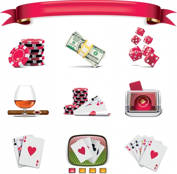 gambling design elements modern color 3d symbols