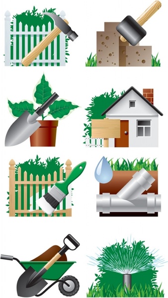 garden theme icon vector