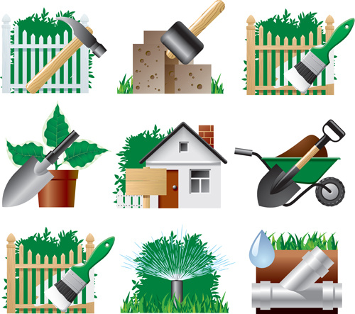 garden tools symbols vector 