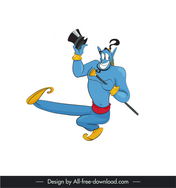 genie aladdin cartoon character icon funny man sketch