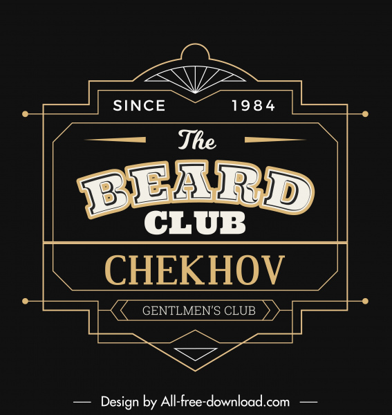 gentlemen club logotype retro dark black symmetric design