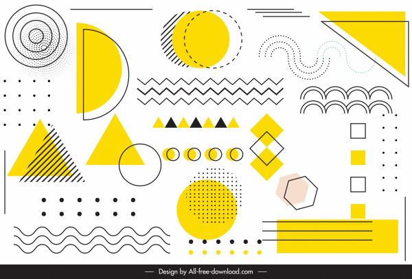 geometric background template colored flat handdrawn sketch