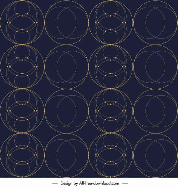 geometric circles pattern template dark symmetric decor