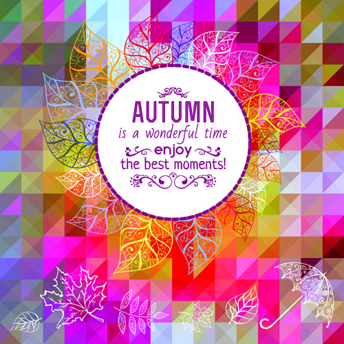 geometric polygonal with autumn background vector