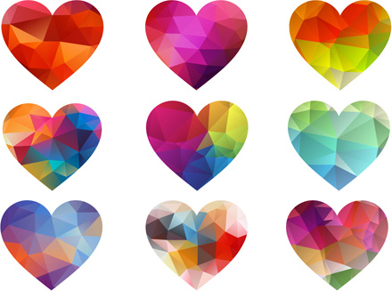 geometric shapes heart icons vector