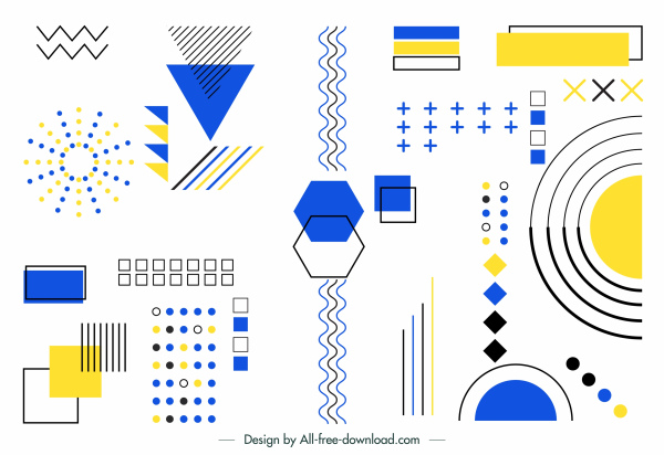 geometry design elements background colorful flat shapes sketch