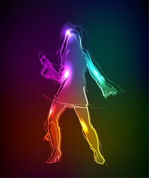 dancing background lady motion sketch colorful light effect