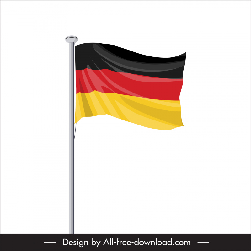 germany flag pole icon waving sketch