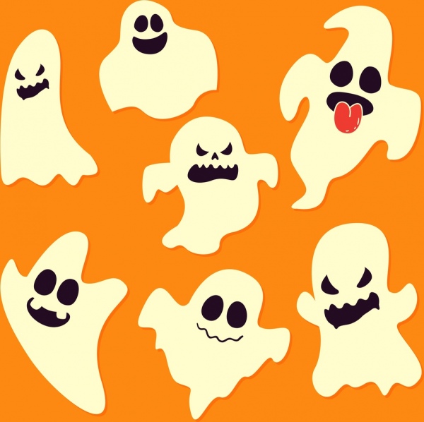 ghost background funny classical icons white orange decor