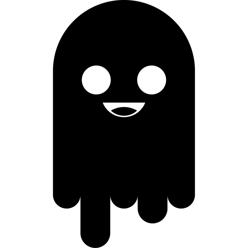 ghost game sign icon flat black white sketch