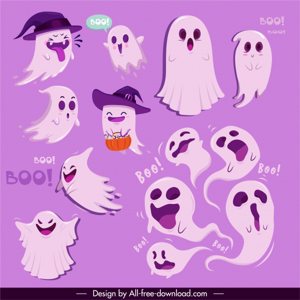 ghost icons funny cartoon characters sketch