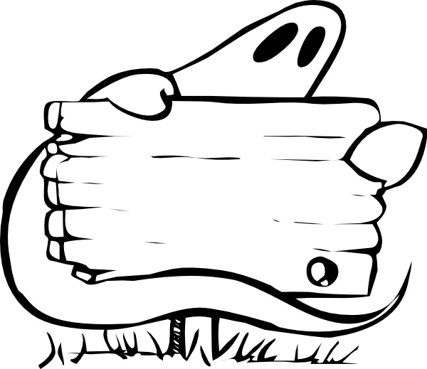 Ghost With Sign clip art