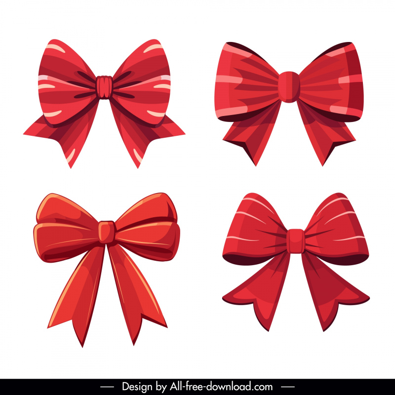 gift bow design elements collection elegant red symmetric shapes